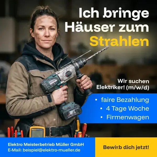 Beispielmotiv Recruiting: Elektrobetrieb sucht Elektriker