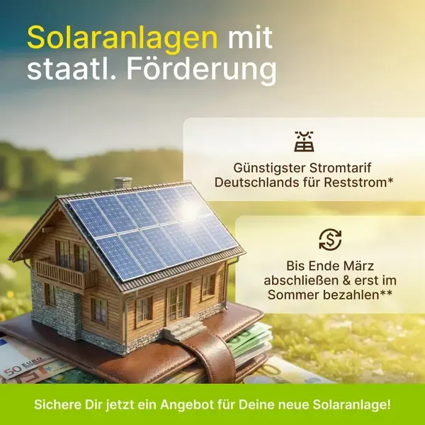 Beispielmotiv Solaranlagen mit staatlicher Förderung, Hausbild