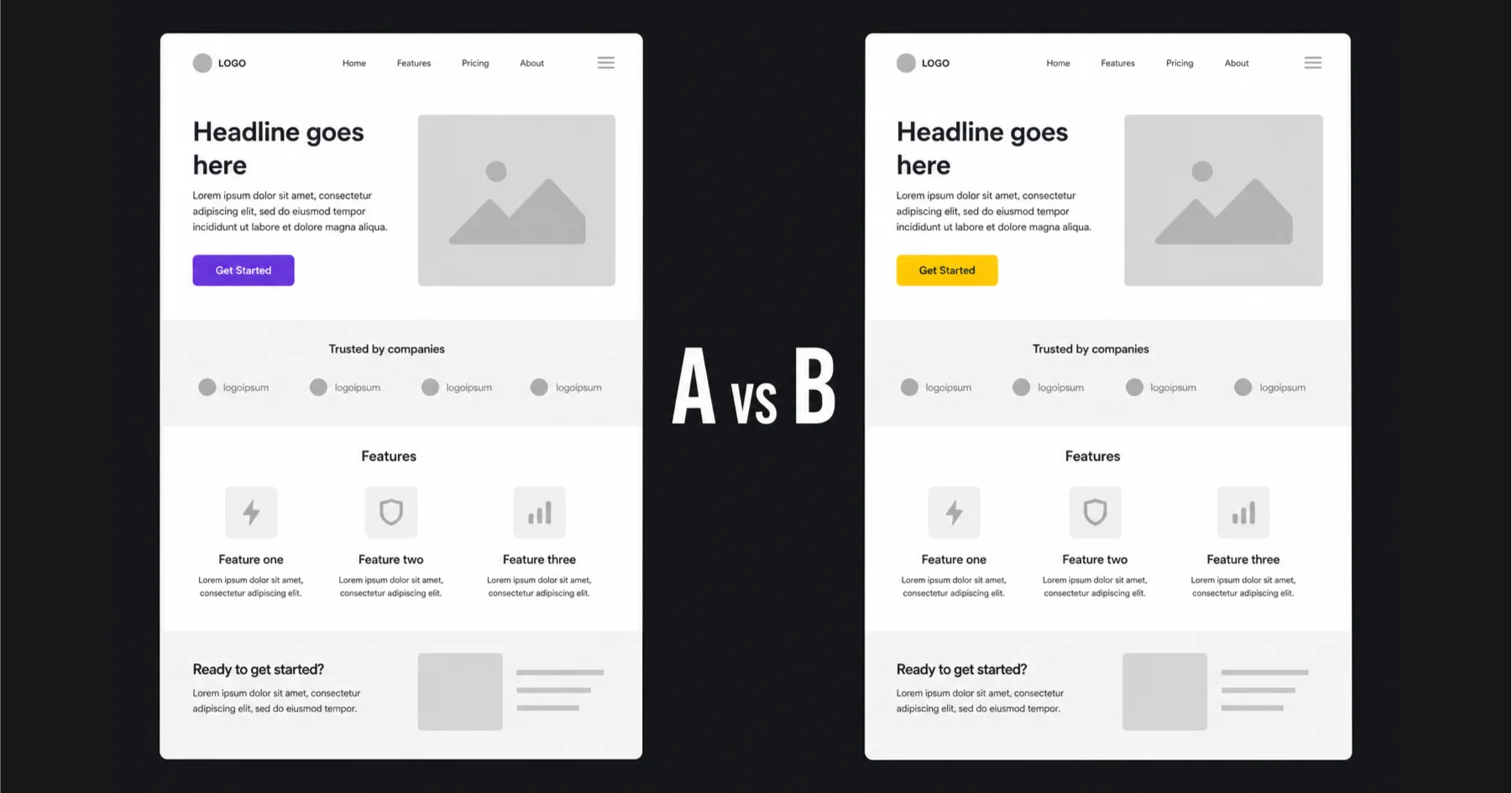Zwei Website-Varianten nebeneinander – symbolisch für A/B Testing und Conversion-Optimierung.