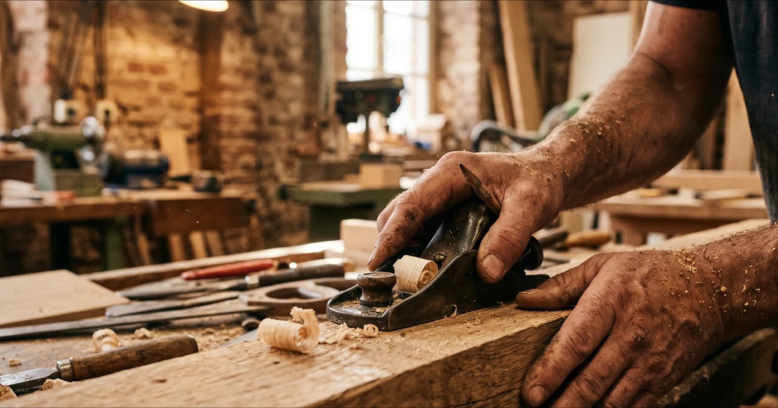 Handwerker bei der Arbeit in einer Werkstatt – symbolisch für Fachkräftemangel und Mitarbeitergewinnung im Handwerk